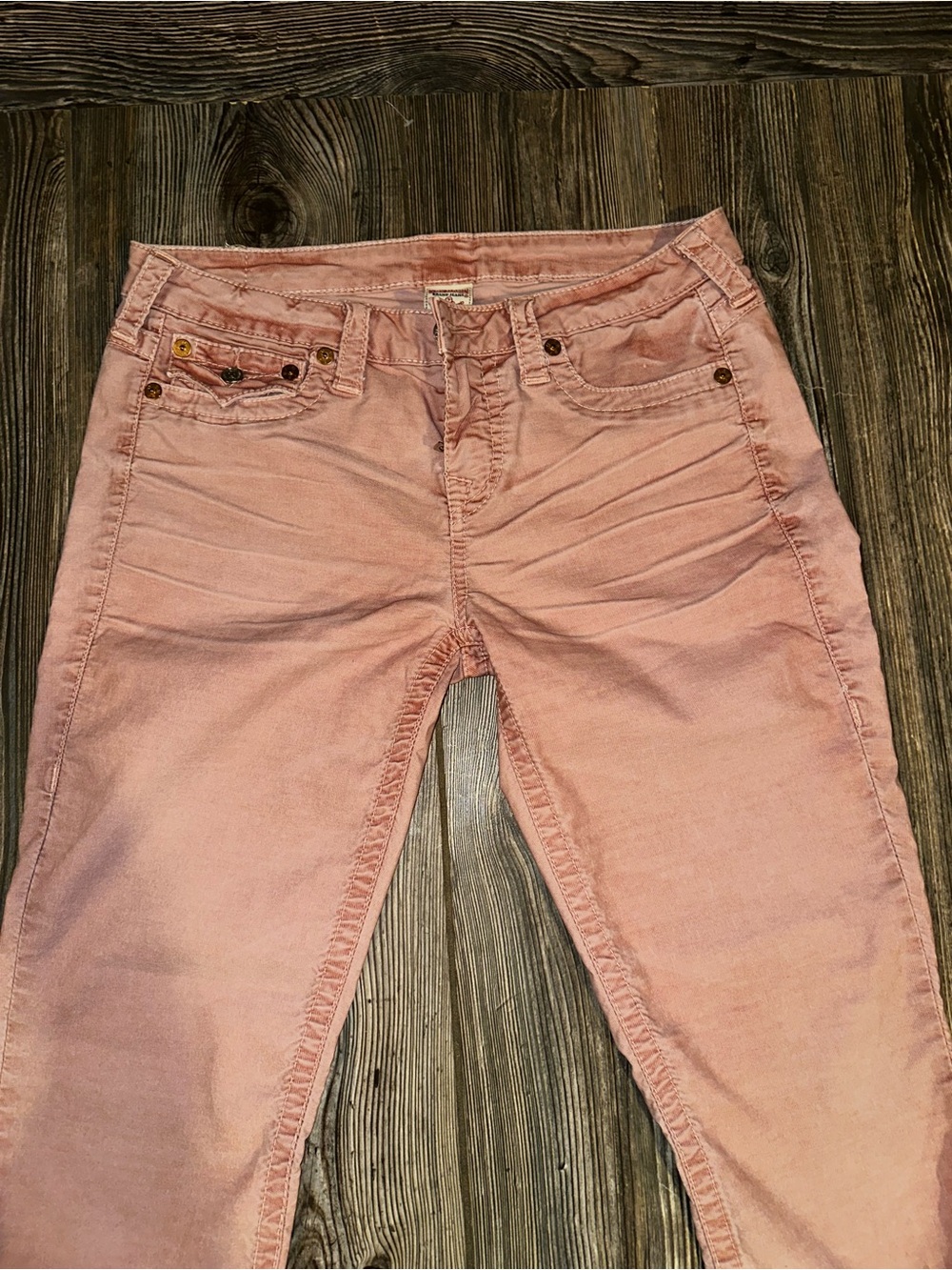 True Religion Jodie Terracotta Non Denim Women’s 9” Rise Rose Pink Jeans Size 32 - Picture 5 of 9